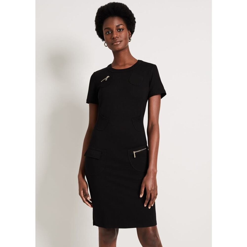 Damsel in a Dress Jola Zipper Pocket Detail Black Sheath Dress 10 Artsy Grunge
